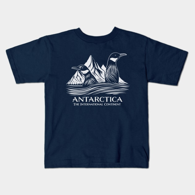 Antarctica with Icebergs and Penguins for Men and Women Kids T-Shirt by Pine Hill Goods